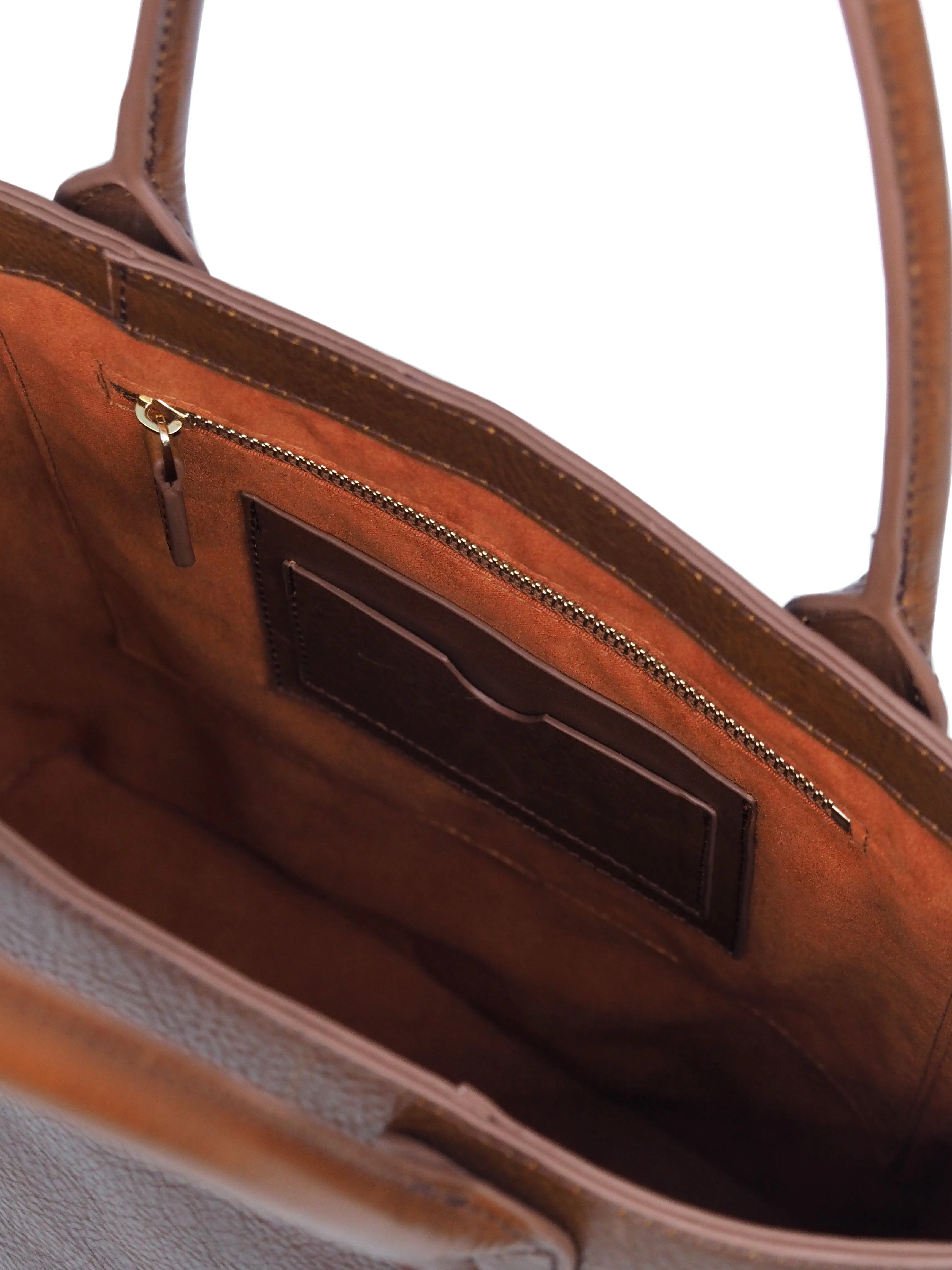 Svezia Tumbled Leather Grande Tote (Cognac)