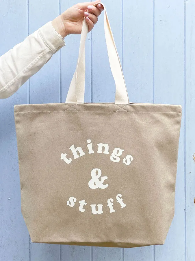Things & Stuff - Stone Canvas Tote Bag