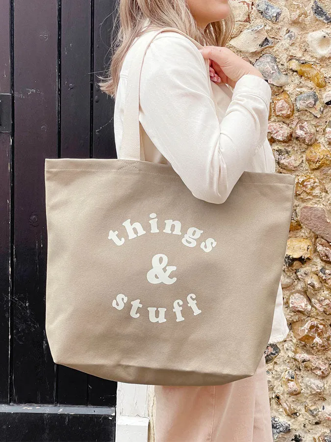 Things & Stuff - Stone Canvas Tote Bag