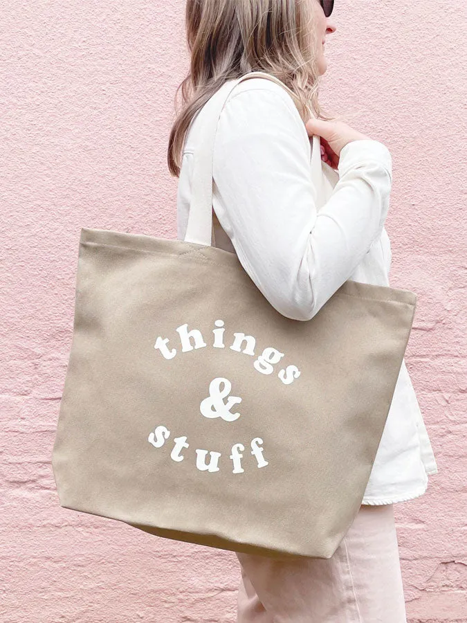 Things & Stuff - Stone Canvas Tote Bag
