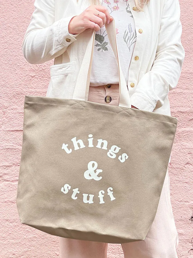 Things & Stuff - Stone Canvas Tote Bag