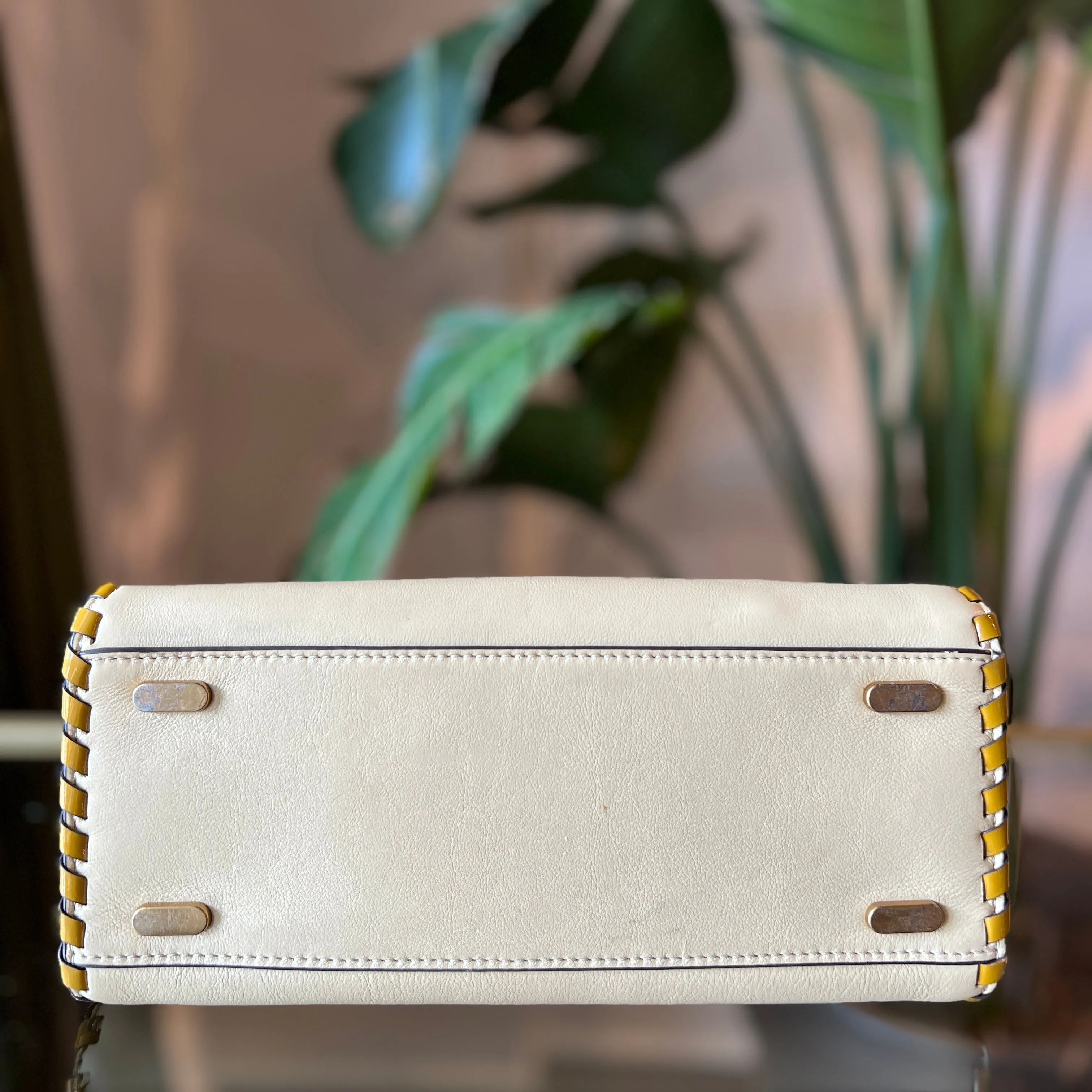 TORY BURCH Lee Radziwill Small White Leather Double Shoulder Bag