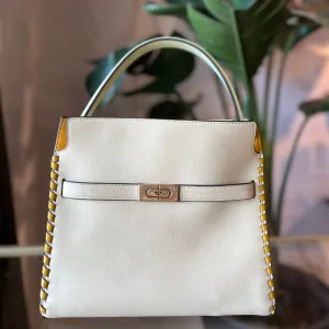 TORY BURCH Lee Radziwill Small White Leather Double Shoulder Bag