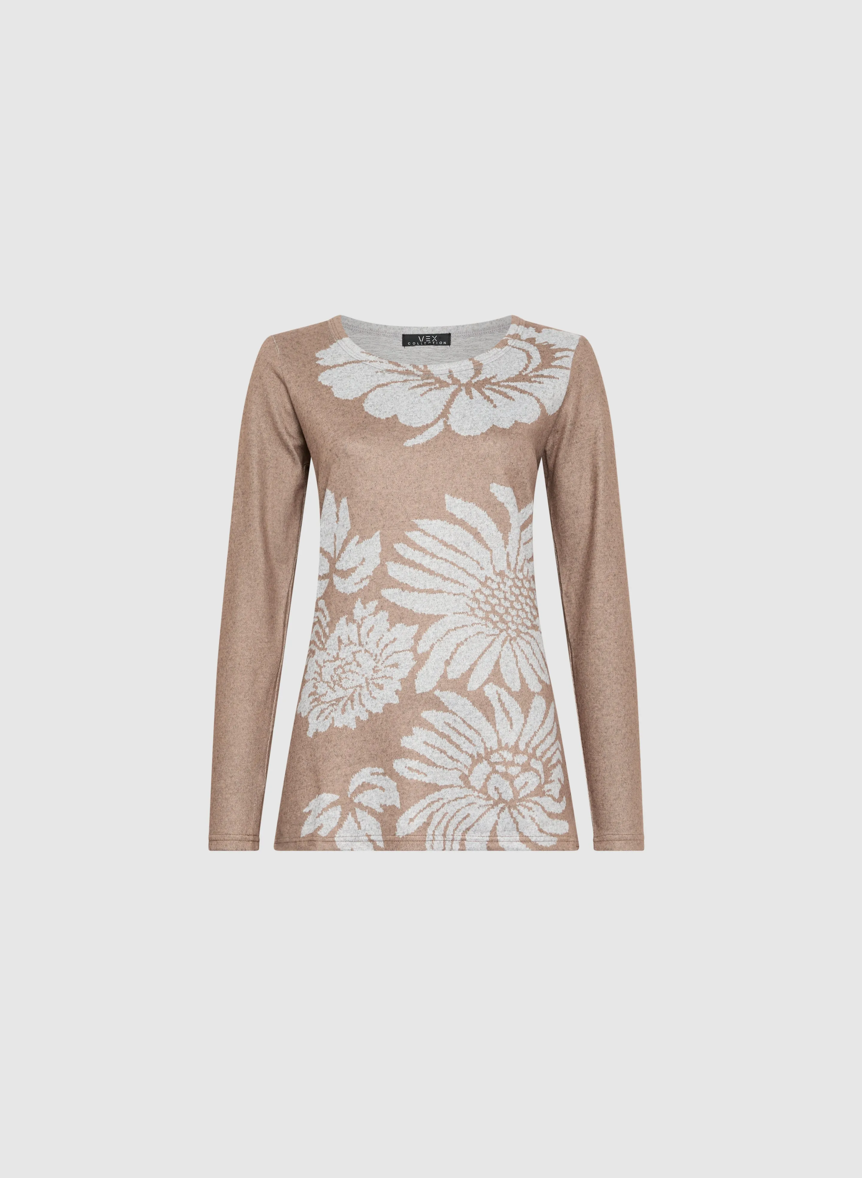 Vex - Floral Placement Print Knit Top