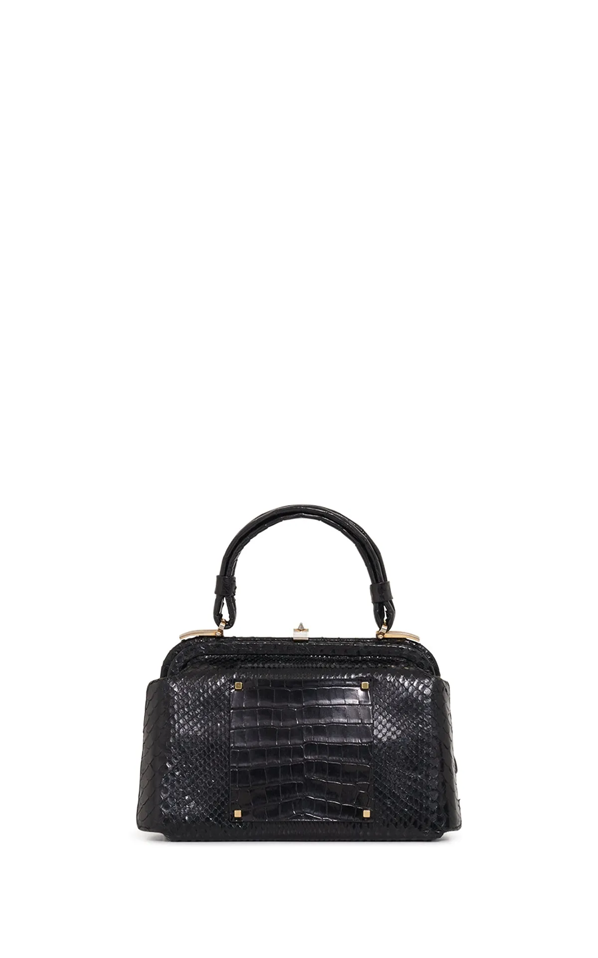 Vintage No.7 Bag in Black Snakeskin & Crocodile Leather