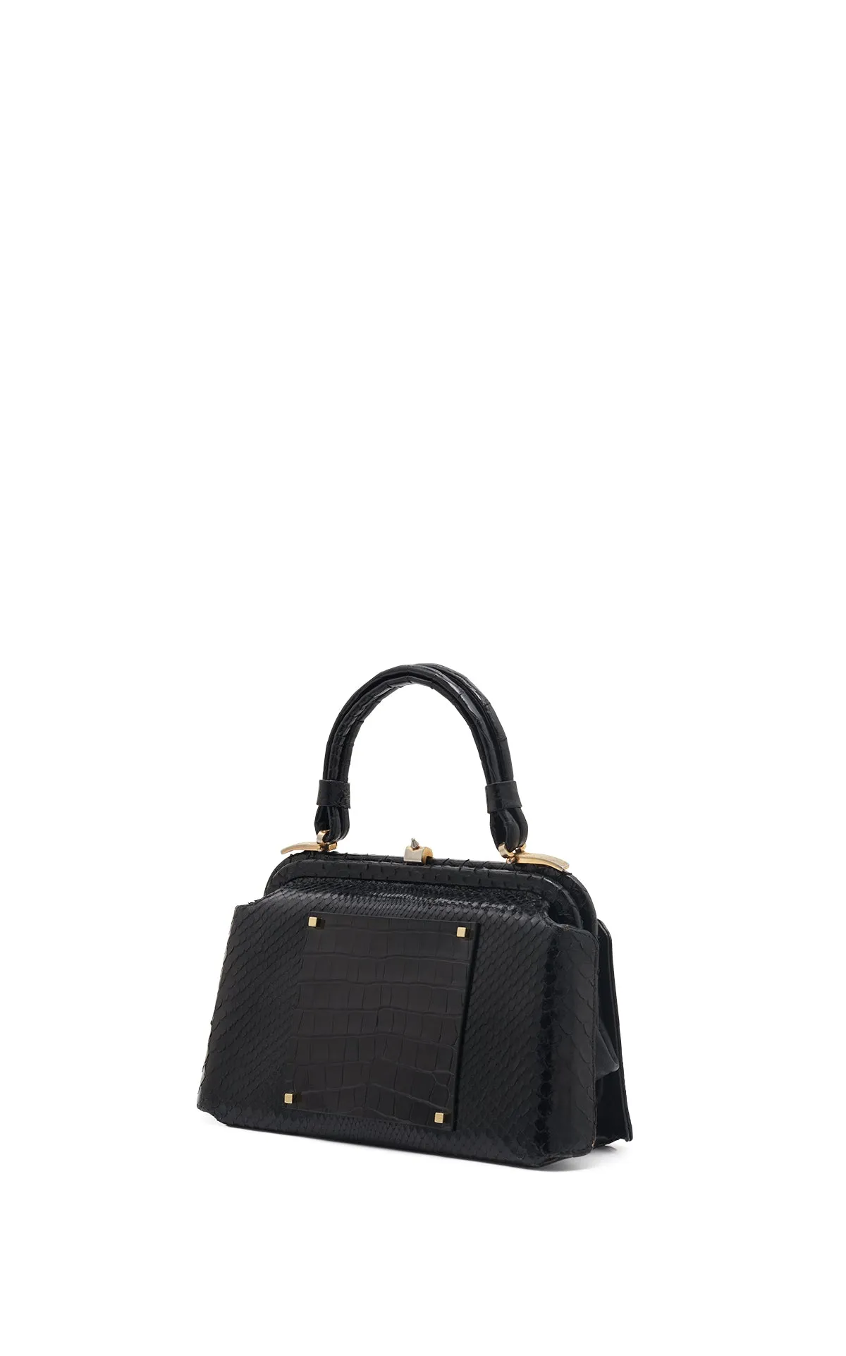 Vintage No.7 Bag in Black Snakeskin & Crocodile Leather