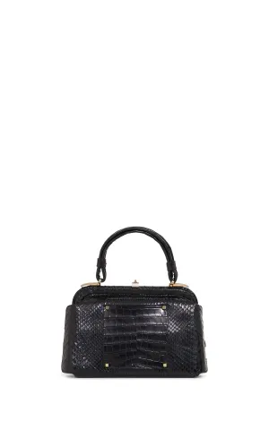 Vintage No.7 Bag in Black Snakeskin & Crocodile Leather