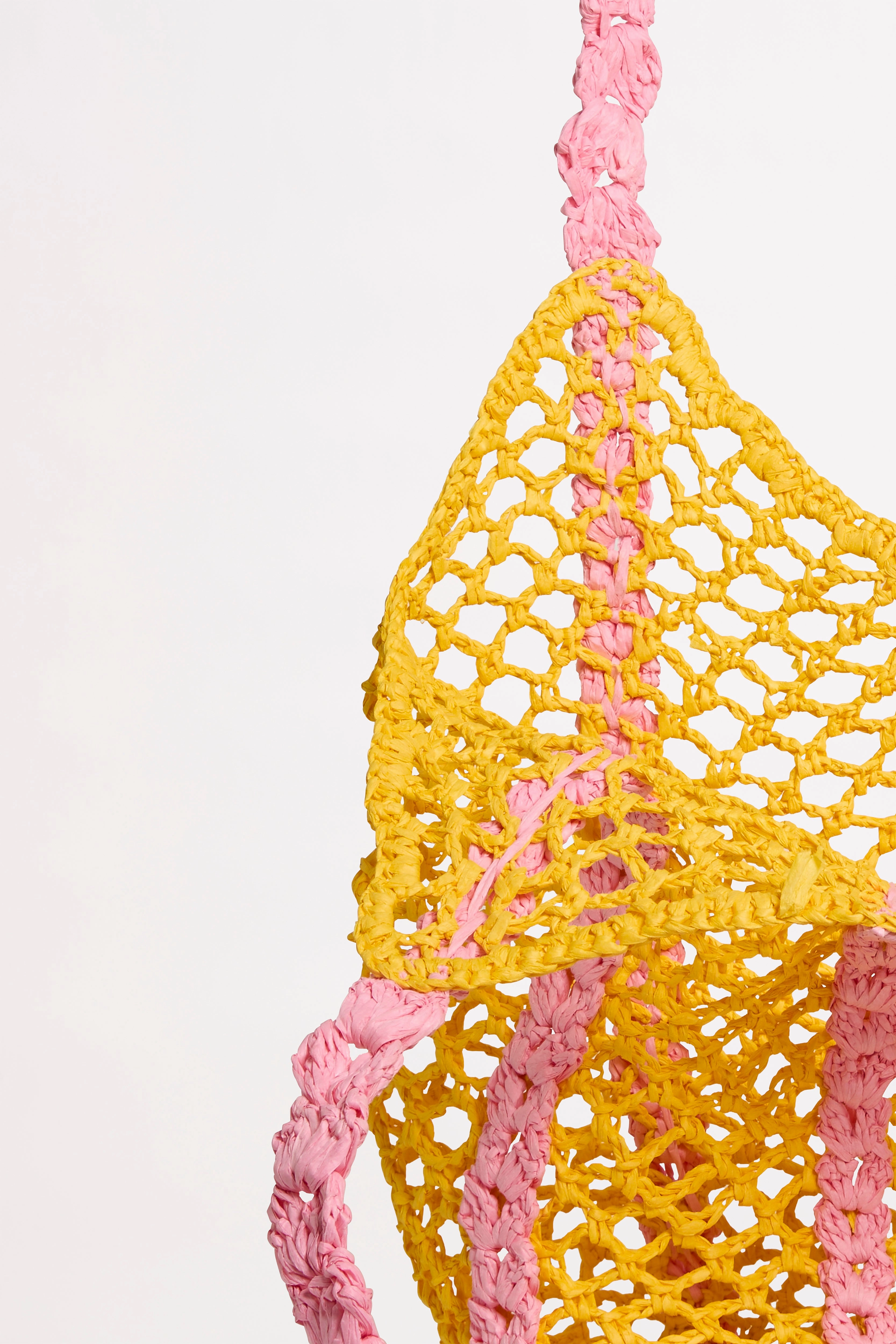 Waves Woven Tote - Pink/Yellow